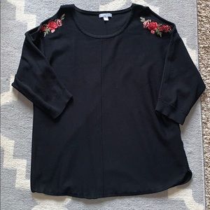 NY and Co cold shoulder sweater with floral detail